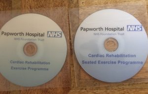 cardiac exercise DVD's in plastic wallets for the NHS side by side