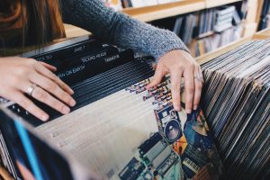 vinyl LP's being looked through