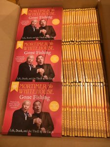 cd digipaks of Bob Mortimor and Paul Whitehouse gone fishing two comedians with fishing rod pulling funny faces